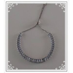 Gorgeous 10 Ct. Baguette Cut Sim Diamond Bolo Tennis Bracelet~18KWGP~New